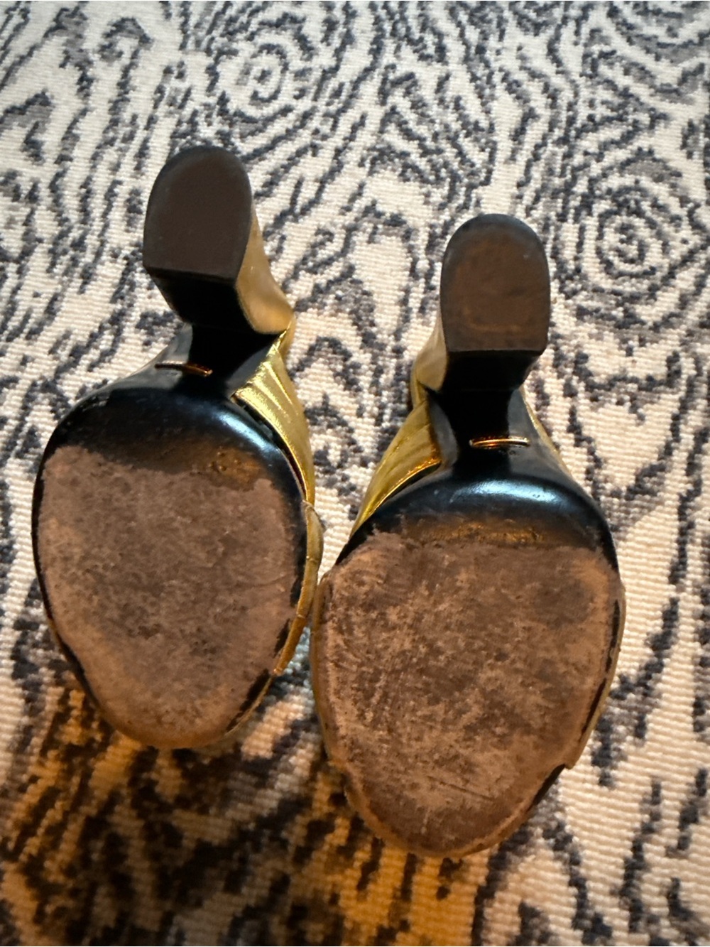 Gucci Gold Leather High Heel Sandals